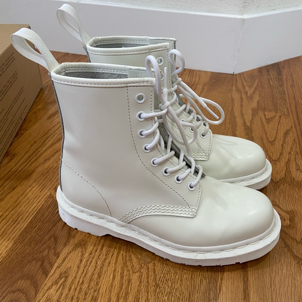 Dr. Martens Women’s White Lace-Up Combat Boots